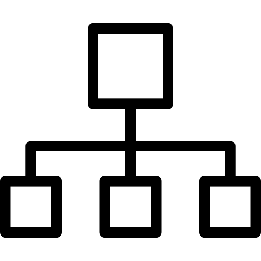Icône de structure organisationnelle pour la répartition des tâches et des rôles.