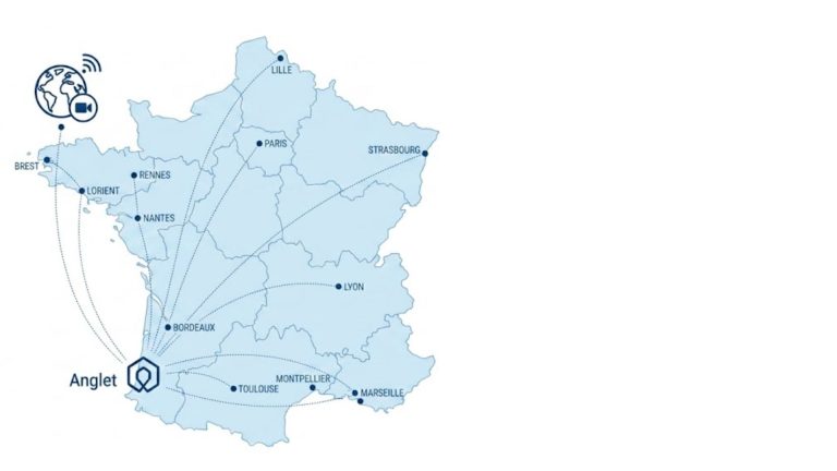 Carte de France des interventions d'Ondoan Shape Your Team depuis Anglet (Pays Basque) vers Paris, Bordeaux, Lyon, Nantes pour des coachings et formations management.