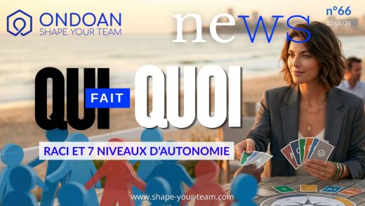 Manager distribuant les cartes des rôles RACI et niveaux d'autonomie face à une équipe désorganisée, méthode OSYT.